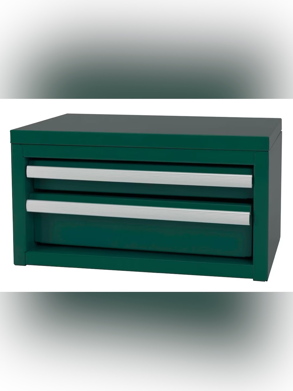 Makeup storage Mastercraft Miniature 2-Drawer Green Steel Toolbox